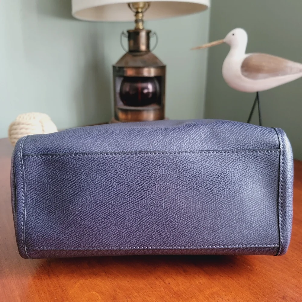 Coach F33329 Mini Bennett Navy Crossgrain Leather Satchel Top Handle Crossbody